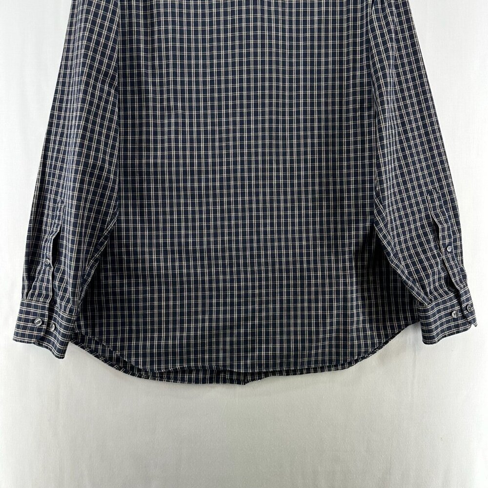 Banana Republic Button Up Shirt L Black Plaid Long Sleeve Non Iron Standard Fit - Picture 7 of 12